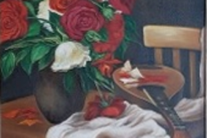 Натюрморт с розами и лютней